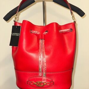 Lauren Ralph Lauren Red Bucket Bag